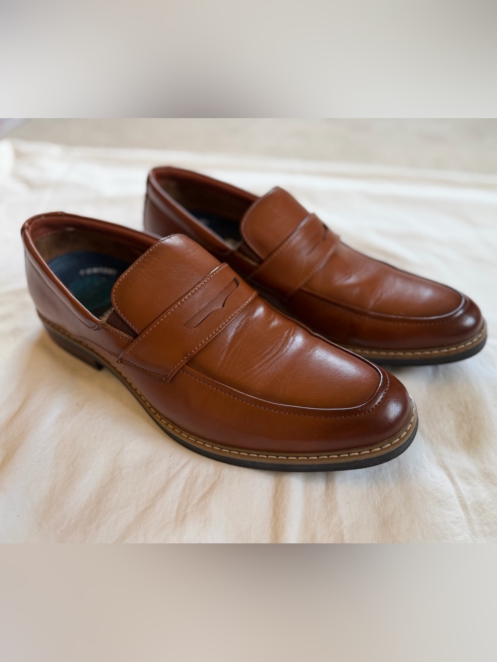 Nunn Bush Drexel Men’s 11M Cognac Leather Penny Loafers Comfort Gel